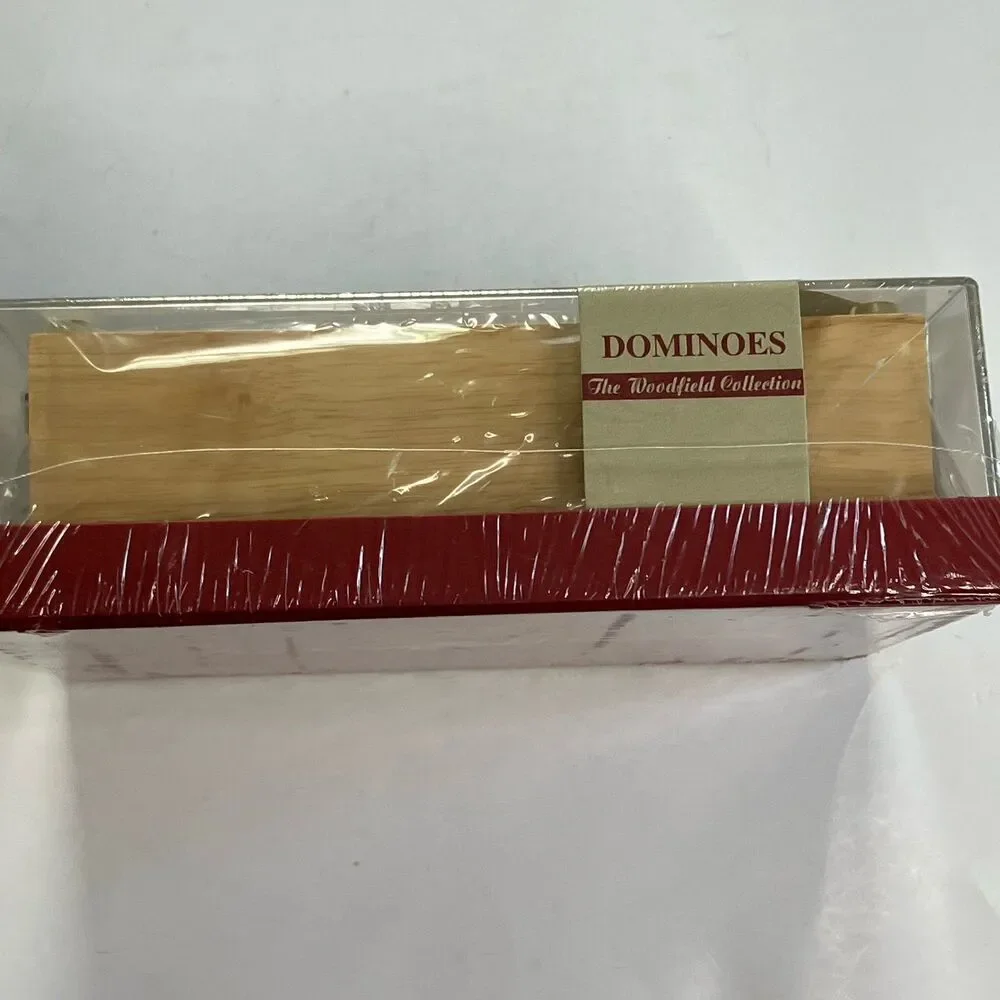 The Woodfield Collection Dominoes Wooden Box Beveled Glass Collectable Game New